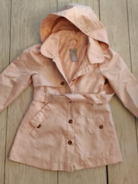 Tahari Girls' Hooded Trench Coat in Light Pink Size S 4-5t